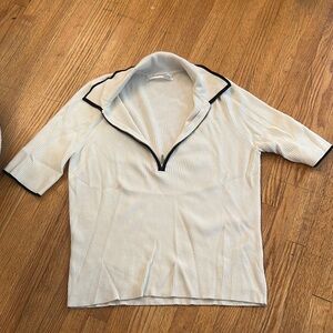 Anthropologie White and Black Short Sleeve Top